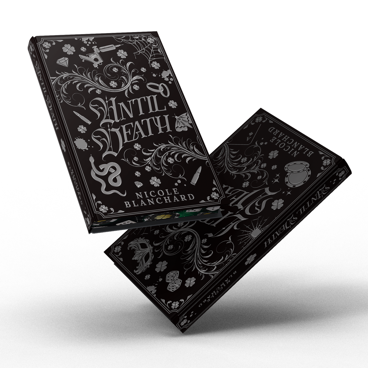 Two black book covers for Until Death and Little Death by Nicole Blanchard
