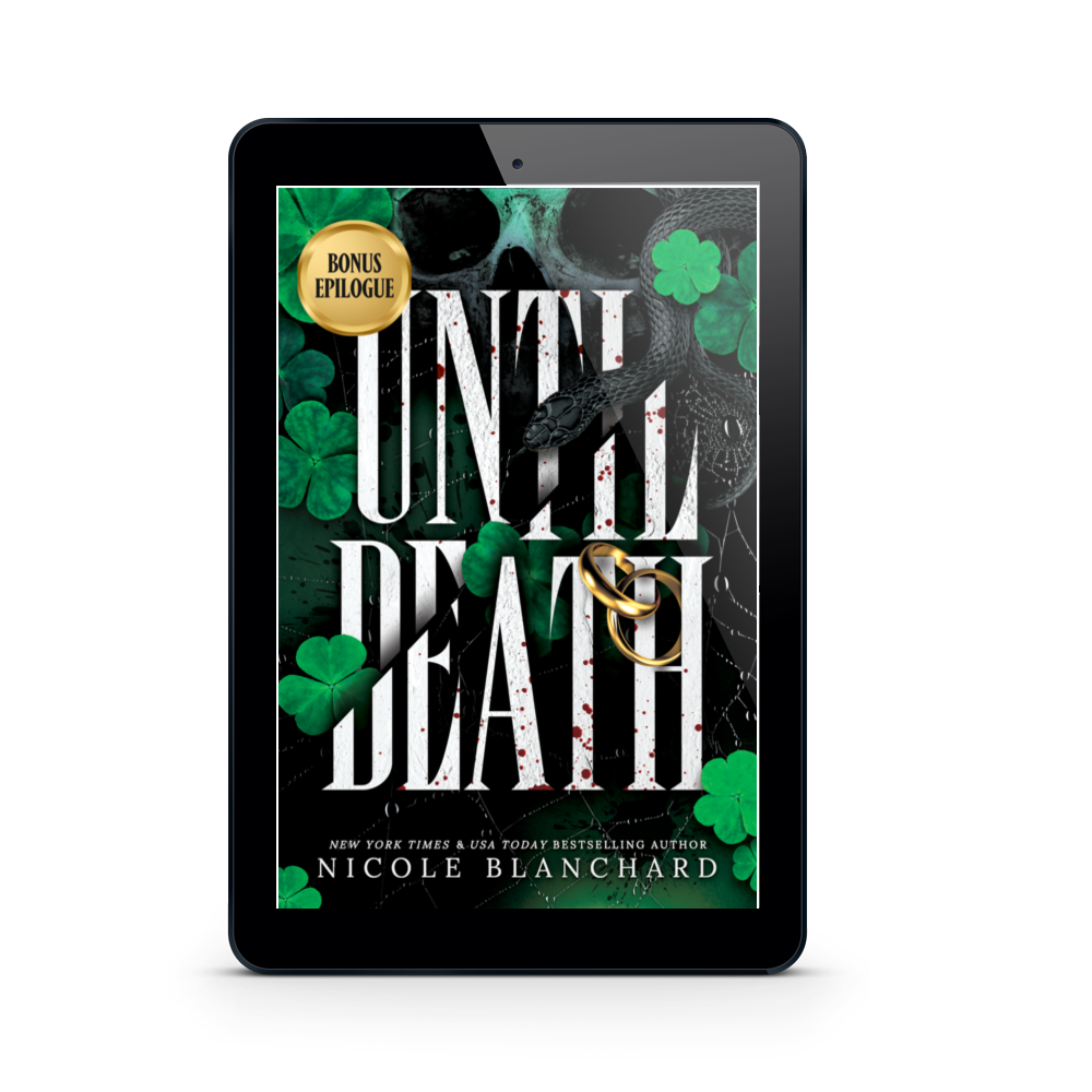 Ebook cover of 'Until Death' by Nicole Blanchard on a tablet screen.